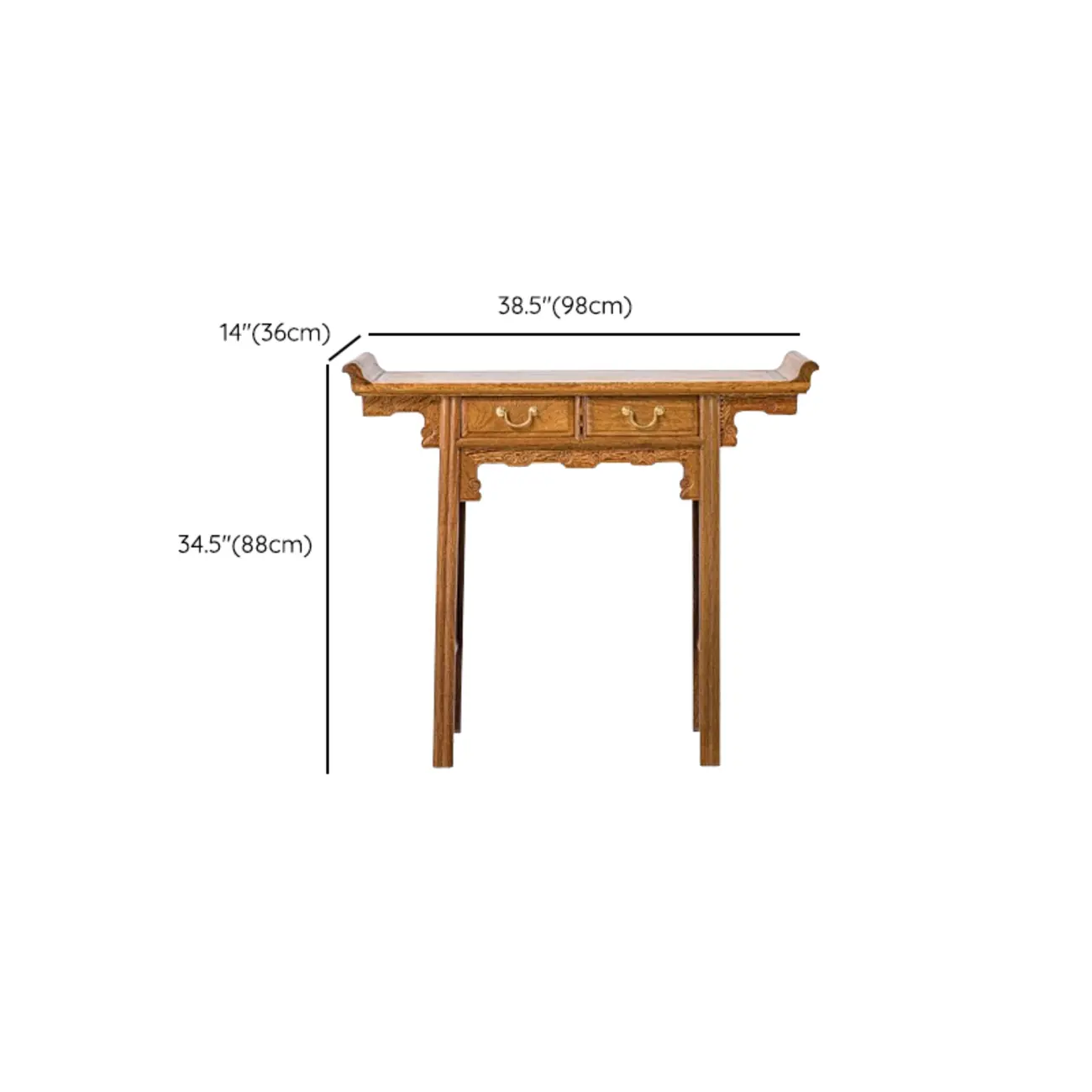 Oriental Brown Wooden Console Table with Drawers Image - 19 | homeyfad
