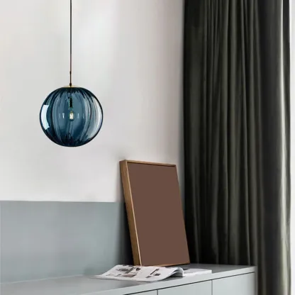 Modern Smoky Glass LED Globe Pendant Light Design for Bedroom Image - 6