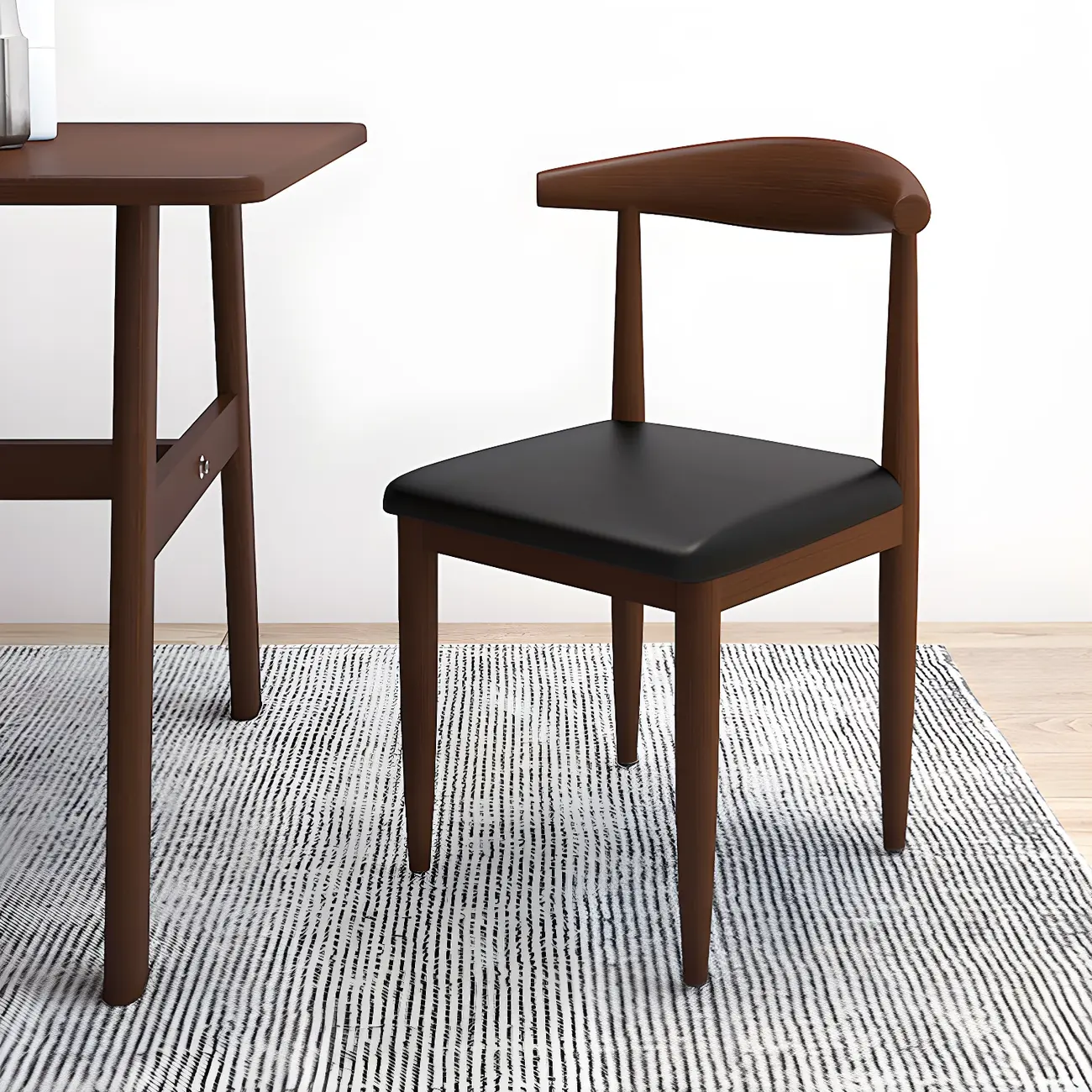 Contemporary Wooden Dining Chair with Upholstered Seat and Open Back Image - 2 | homeyfad