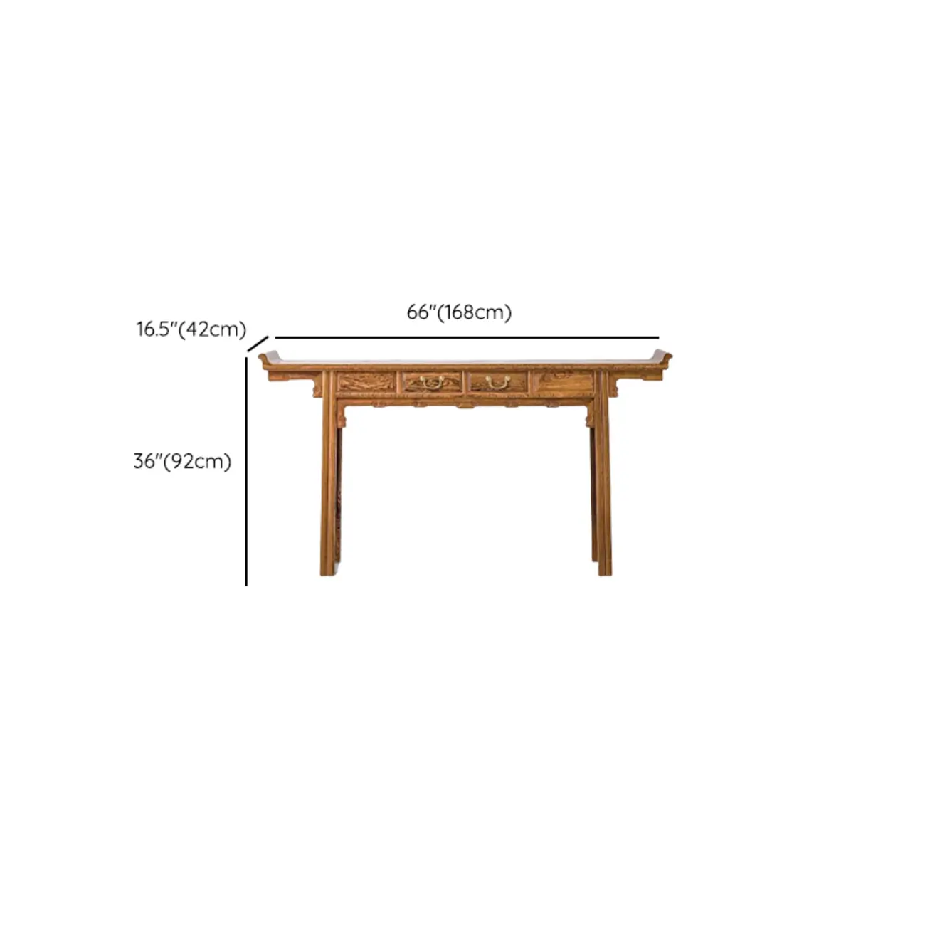 Oriental Brown Wooden Console Table with Drawers Image - 20 | homeyfad