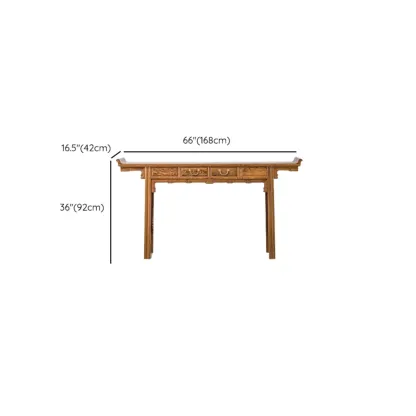 Oriental Brown Wooden Console Table with Drawers Image - 20