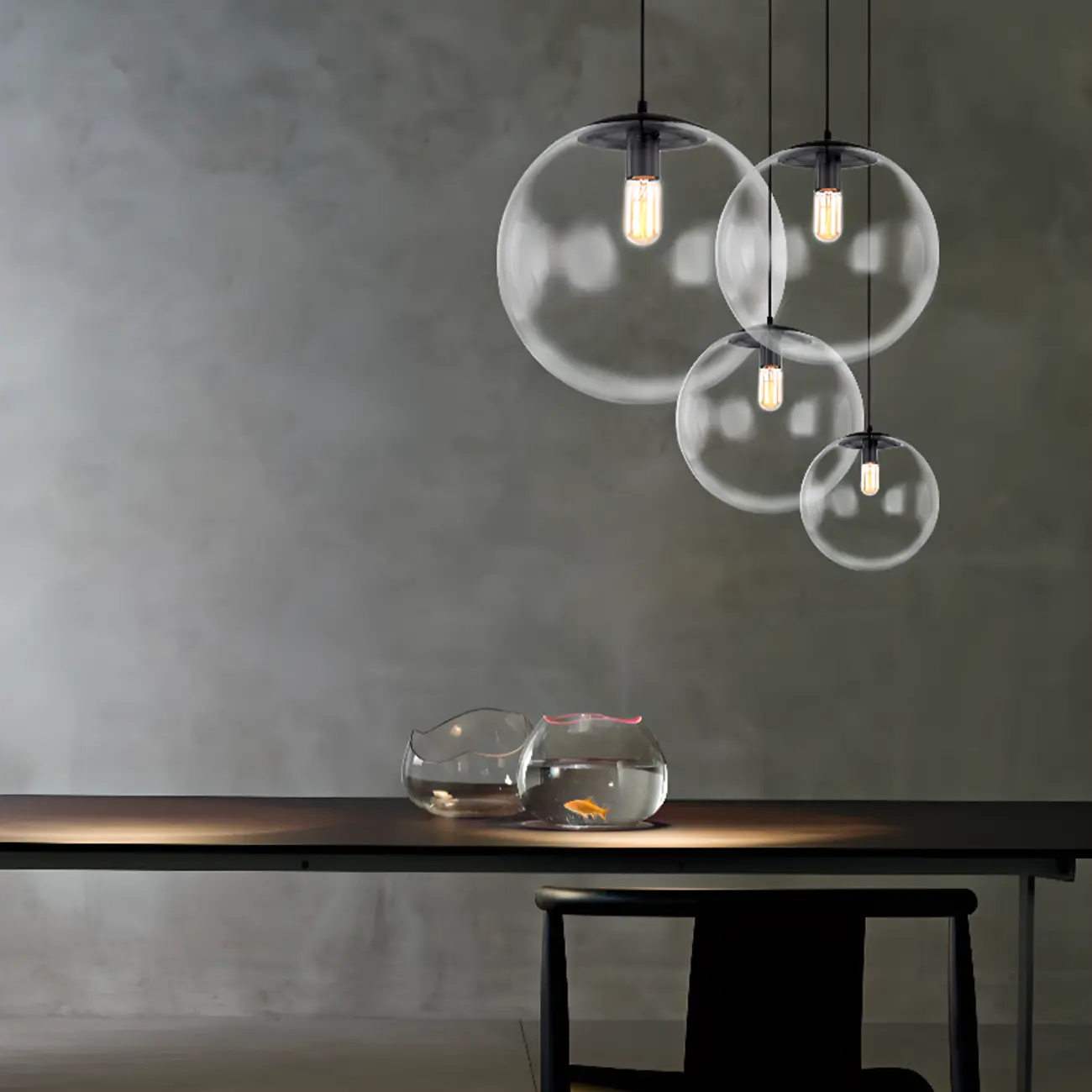 Contemporary Clear Glass Bubble Shape LED Pendant Light for Living Room Image - 8 | homeyfad