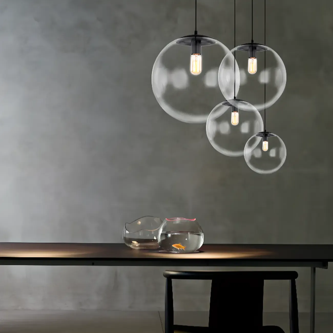 Contemporary Clear Glass Bubble Shape LED Pendant Light for Living Room Image - 8
