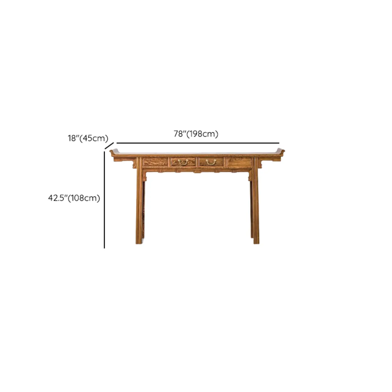 Oriental Brown Wooden Console Table with Drawers Image - 21 | homeyfad