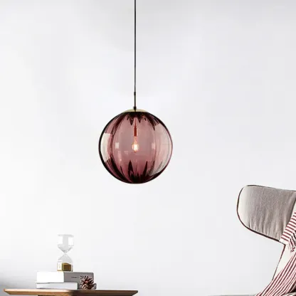 Modern Smoky Glass LED Globe Pendant Light Design for Bedroom Image - 8