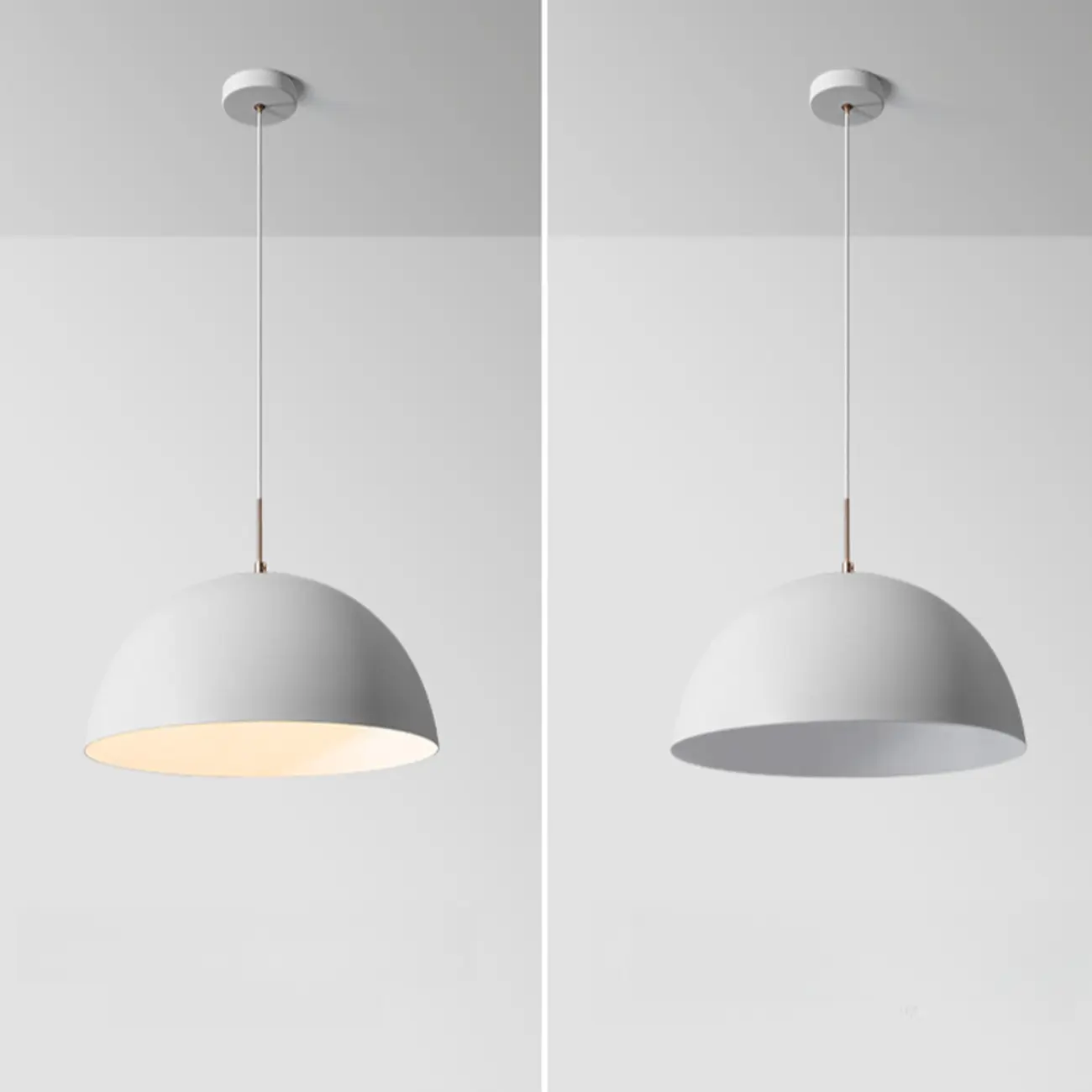 Nordic White Dome Metal Pendant Lamp for Dining Room Image - 10 | homeyfad