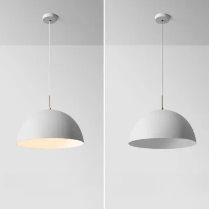 Nordic White Dome Metal Pendant Lamp for Dining Room Image - 10