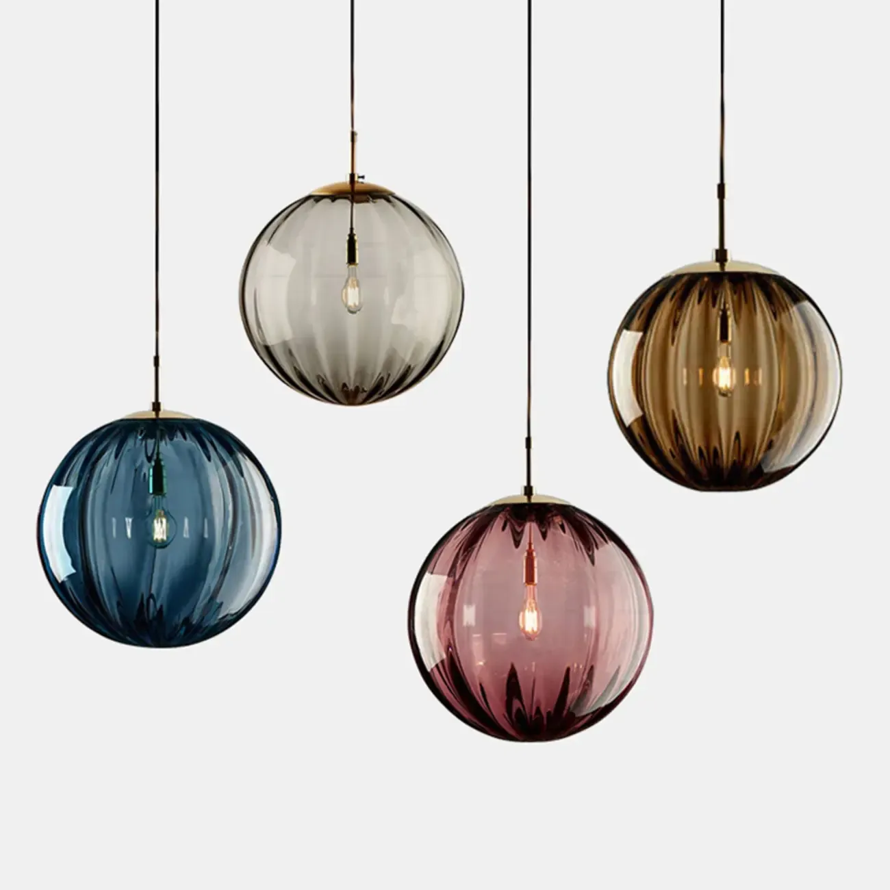 Modern Smoky Glass LED Globe Pendant Light Design for Bedroom Image - 10