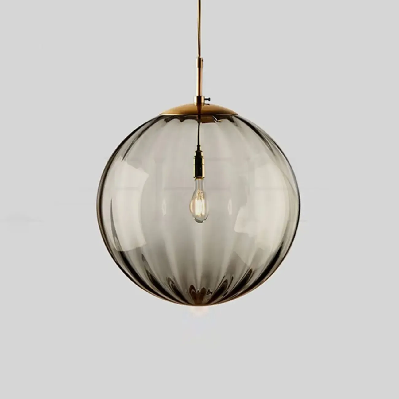 Modern Smoky Glass LED Globe Pendant Light Design for Bedroom Image - 11