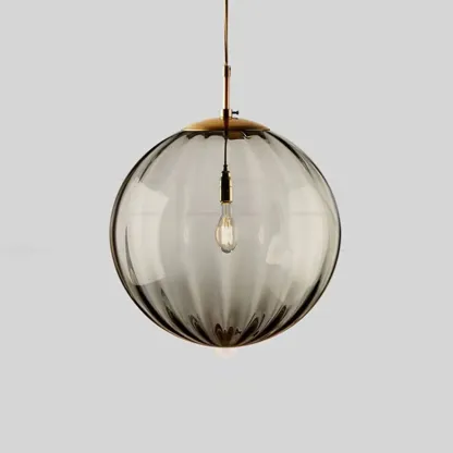 Modern Smoky Glass LED Globe Pendant Light Design for Bedroom Image - 11