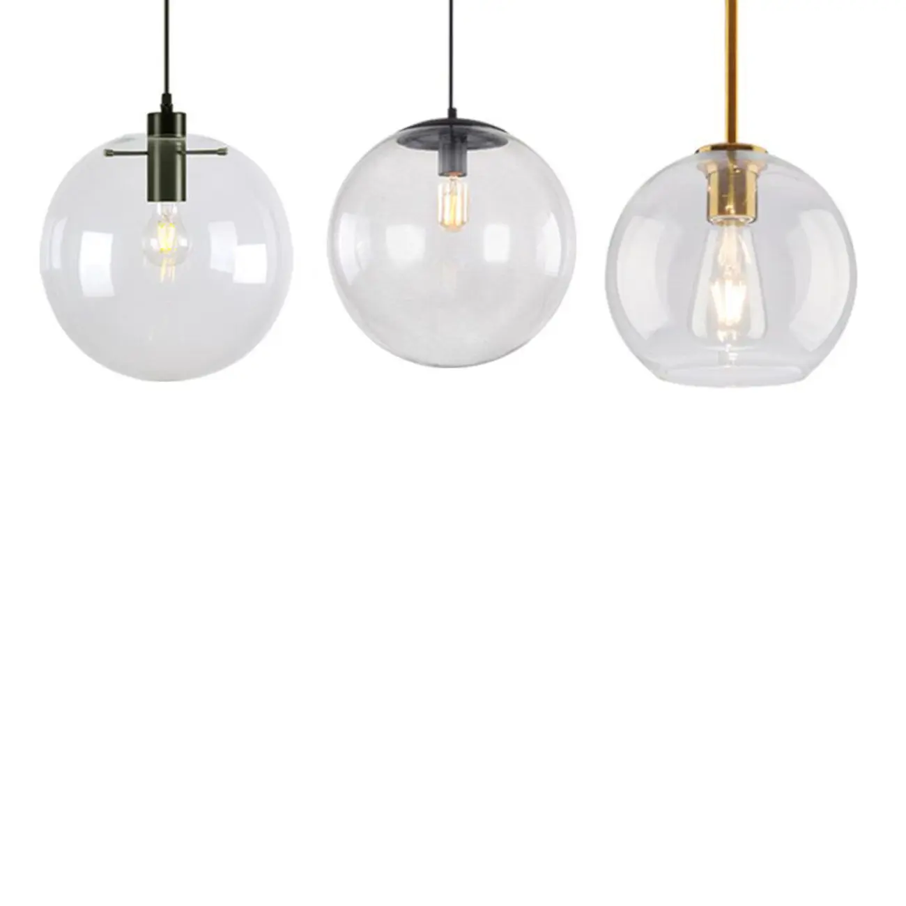 Contemporary Clear Glass Bubble Shape LED Pendant Light for Living Room Image - 11 | homeyfad