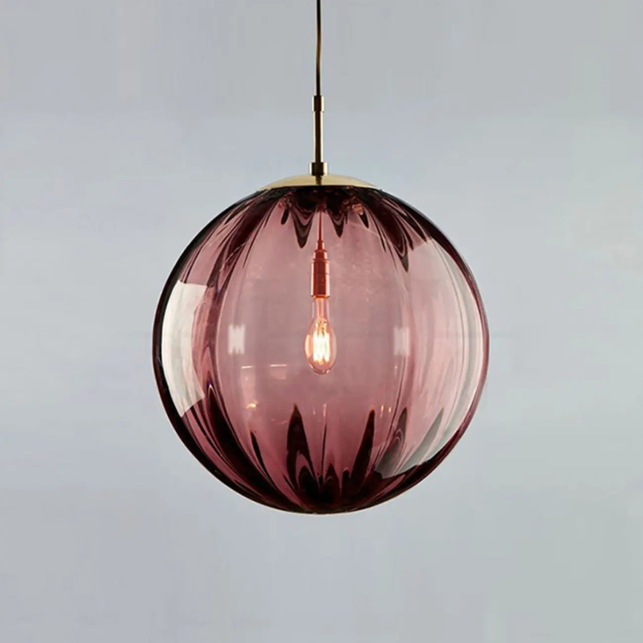 Modern Smoky Glass LED Globe Pendant Light Design for Bedroom Image - 13 | homeyfad