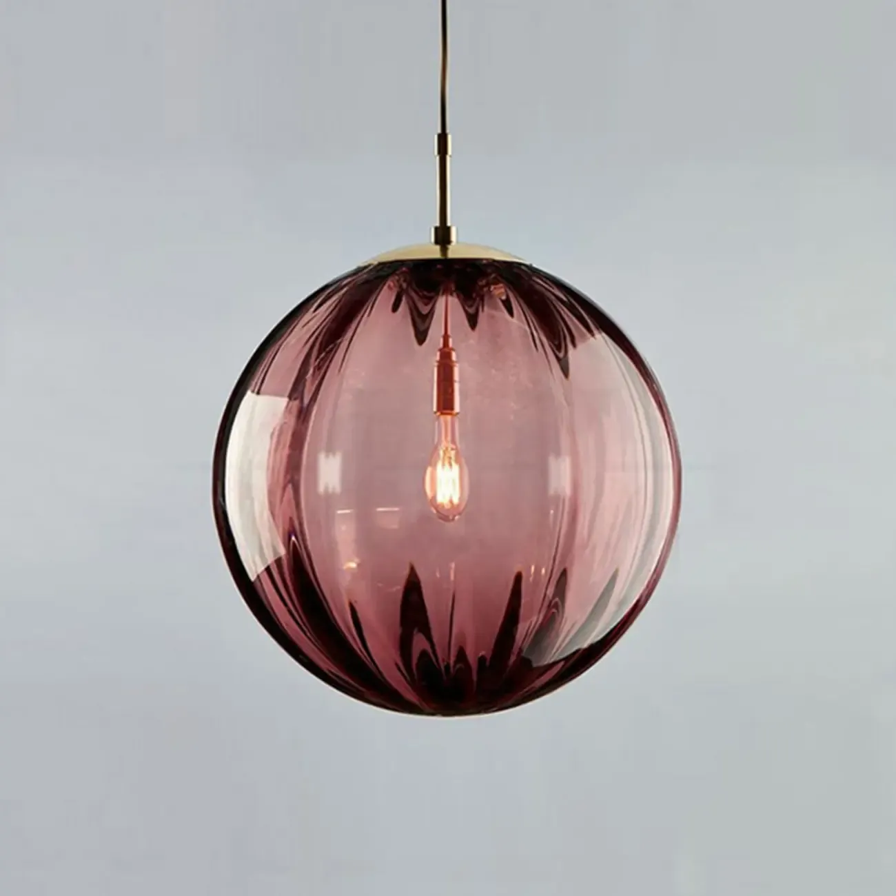 Modern Smoky Glass LED Globe Pendant Light Design for Bedroom Image - 13
