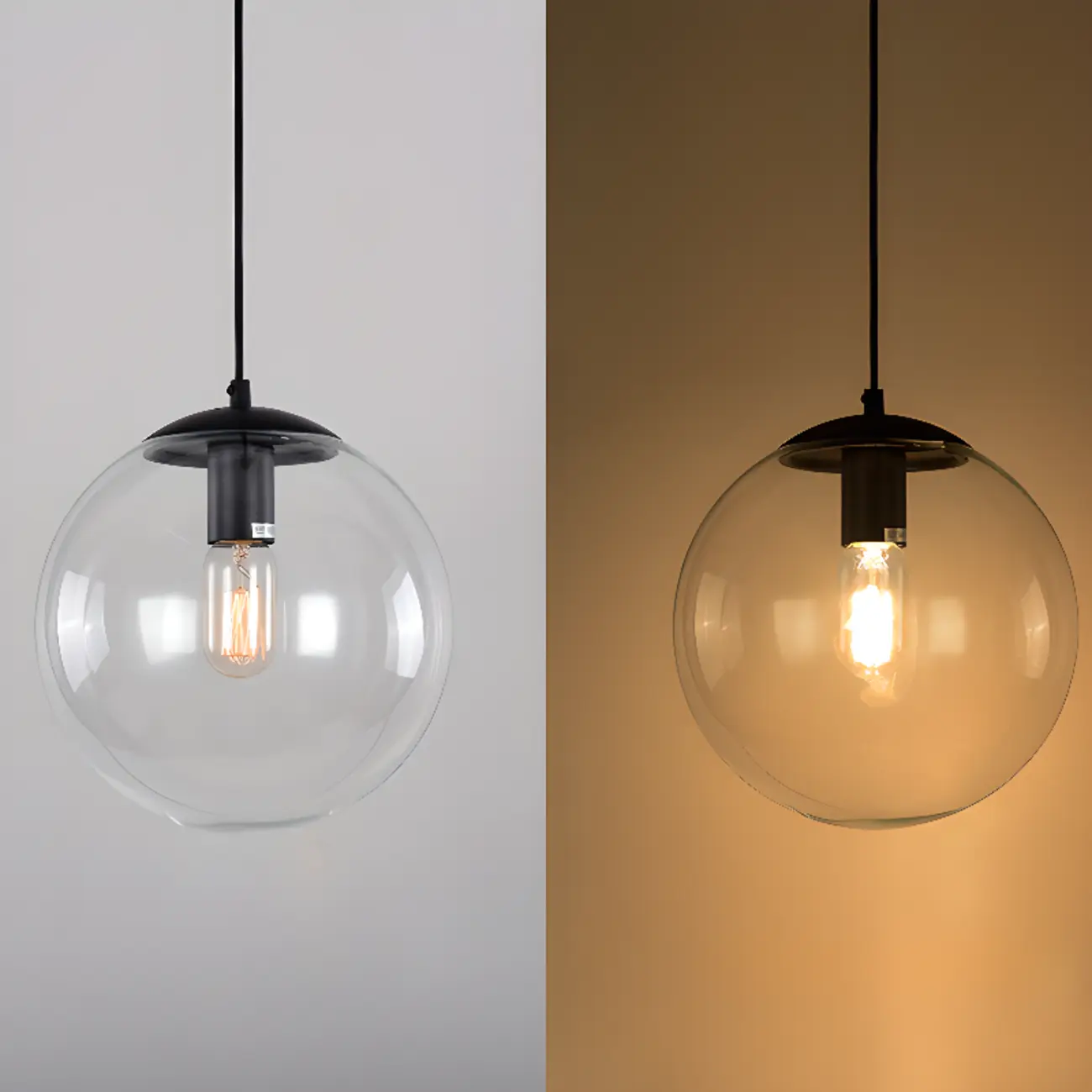 Contemporary Clear Glass Bubble Shape LED Pendant Light for Living Room Image - 12 | homeyfad