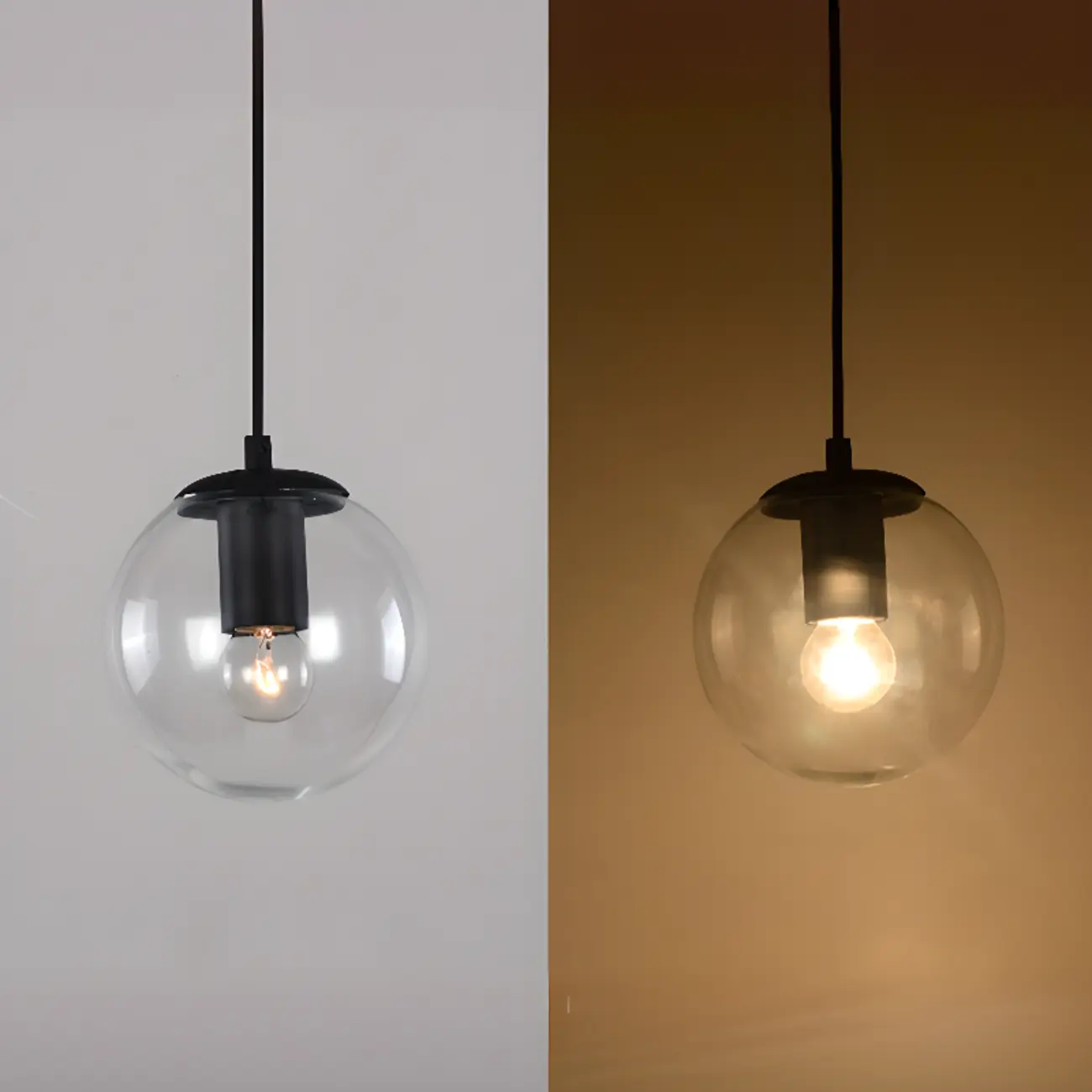 Contemporary Clear Glass Bubble Shape LED Pendant Light for Living Room Image - 13 | homeyfad
