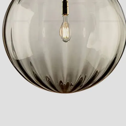 Modern Smoky Glass LED Globe Pendant Light Design for Bedroom Image - 15