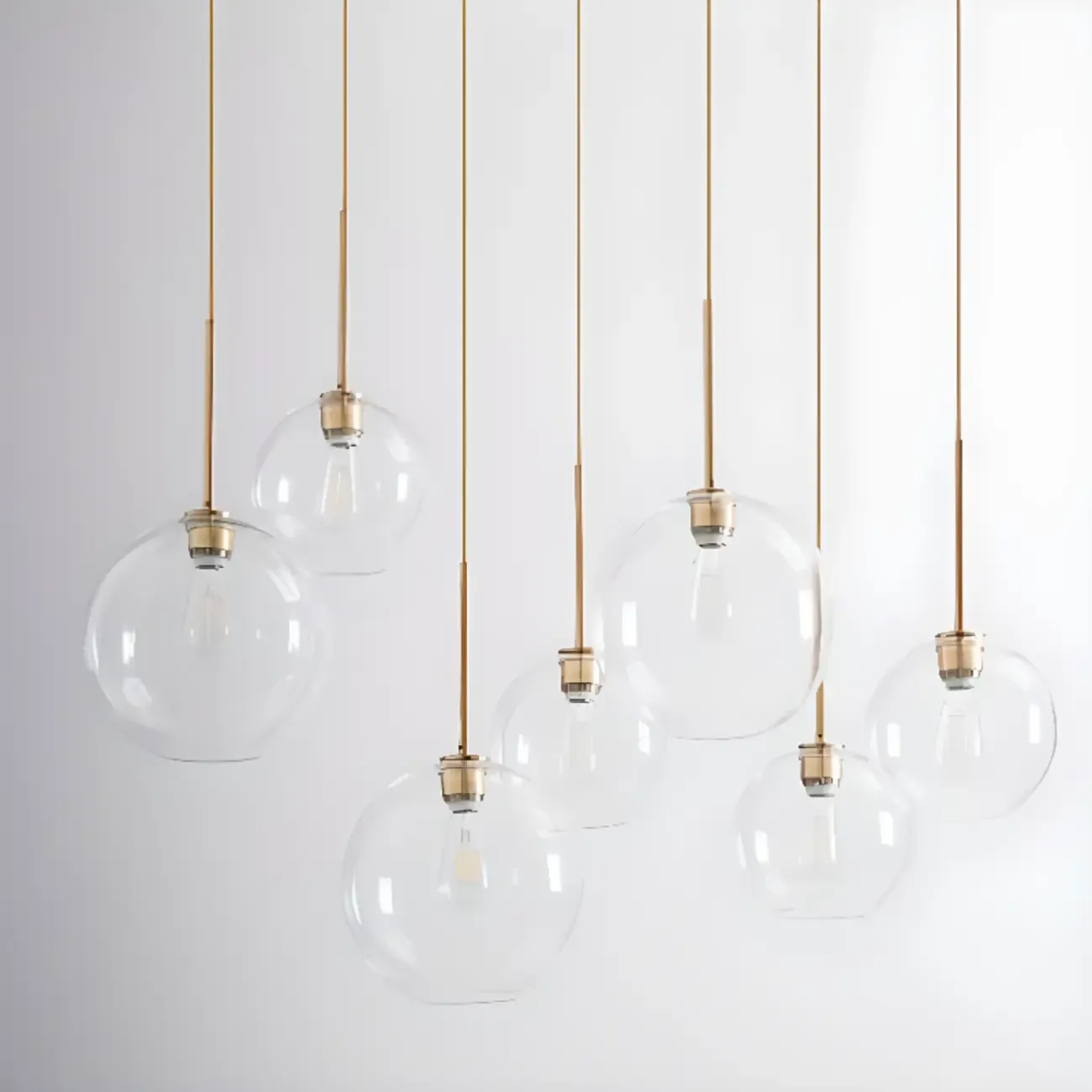 Contemporary Clear Glass Bubble Shape LED Pendant Light for Living Room Image - 14