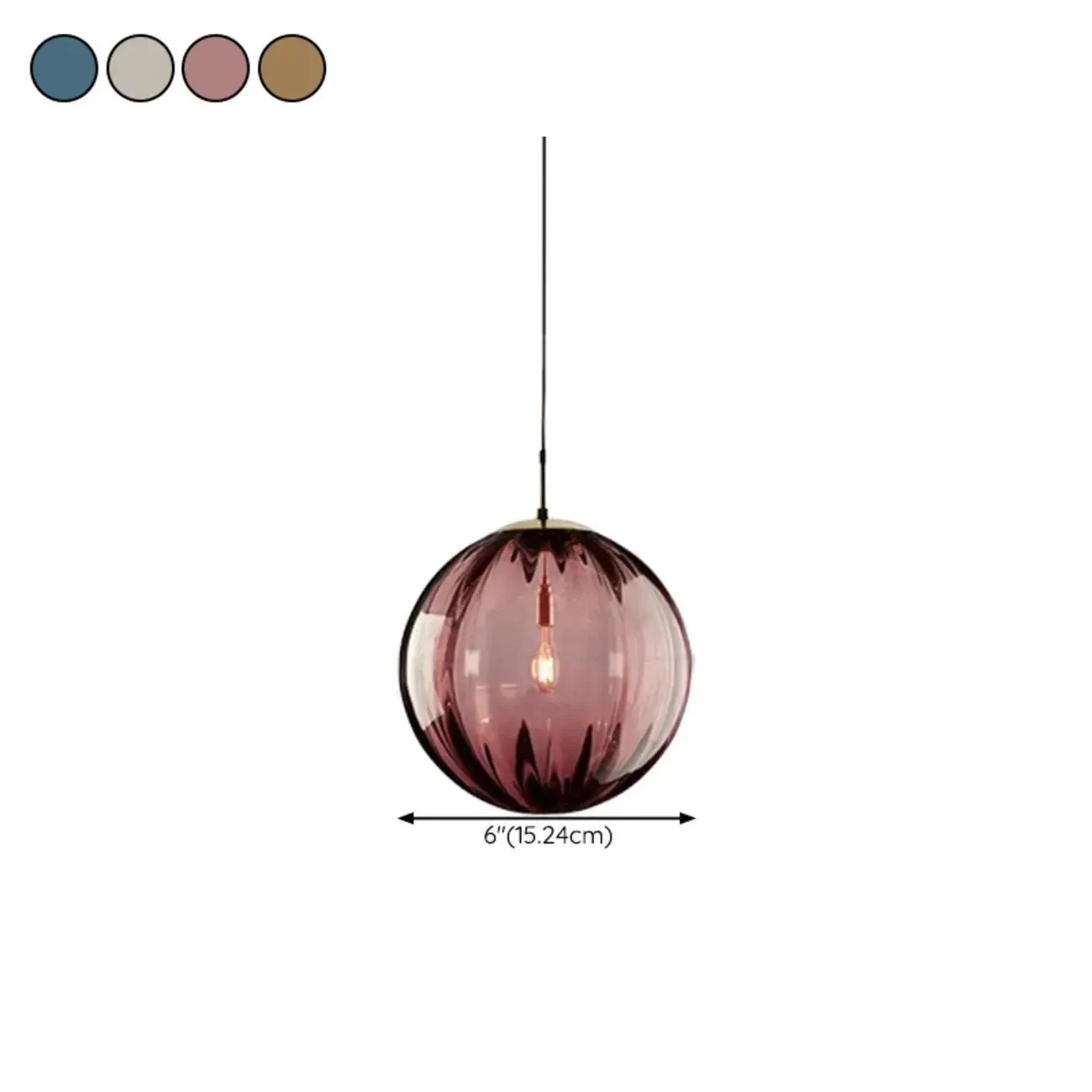 Modern Smoky Glass LED Globe Pendant Light Design for Bedroom #size