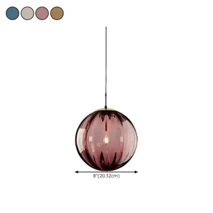 Modern Smoky Glass LED Globe Pendant Light Design for Bedroom Image - 17