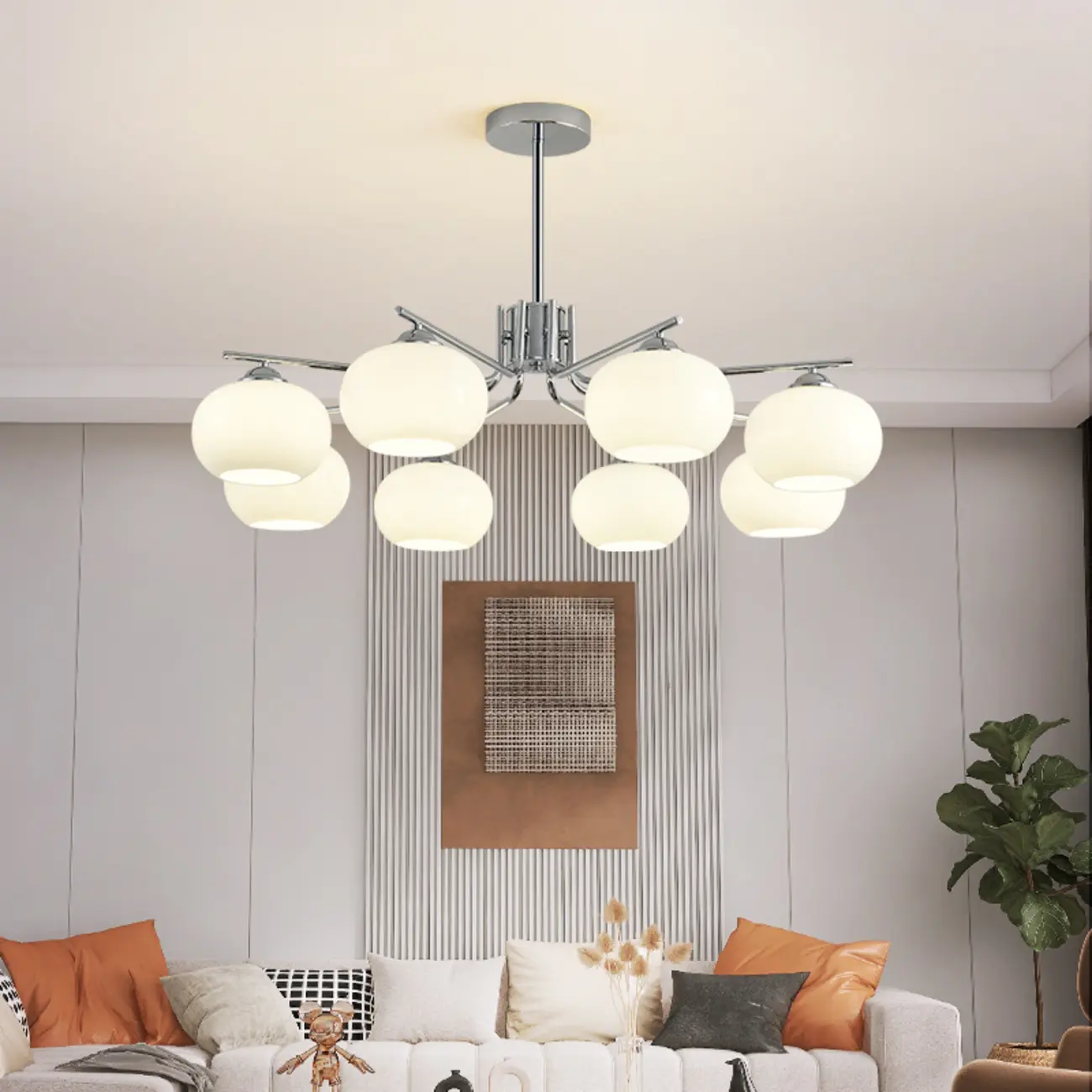 Modern Glass Globe Chandelier Adjustable Hanging Length Image - 2 | homeyfad