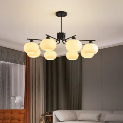 Modern Glass Globe Chandelier Adjustable Hanging Length Image - 3