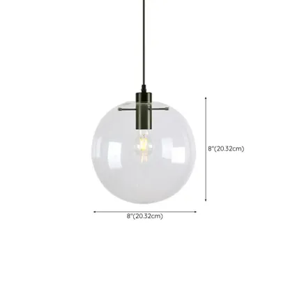 Contemporary Clear Glass Bubble Shape LED Pendant Light for Living Room #size