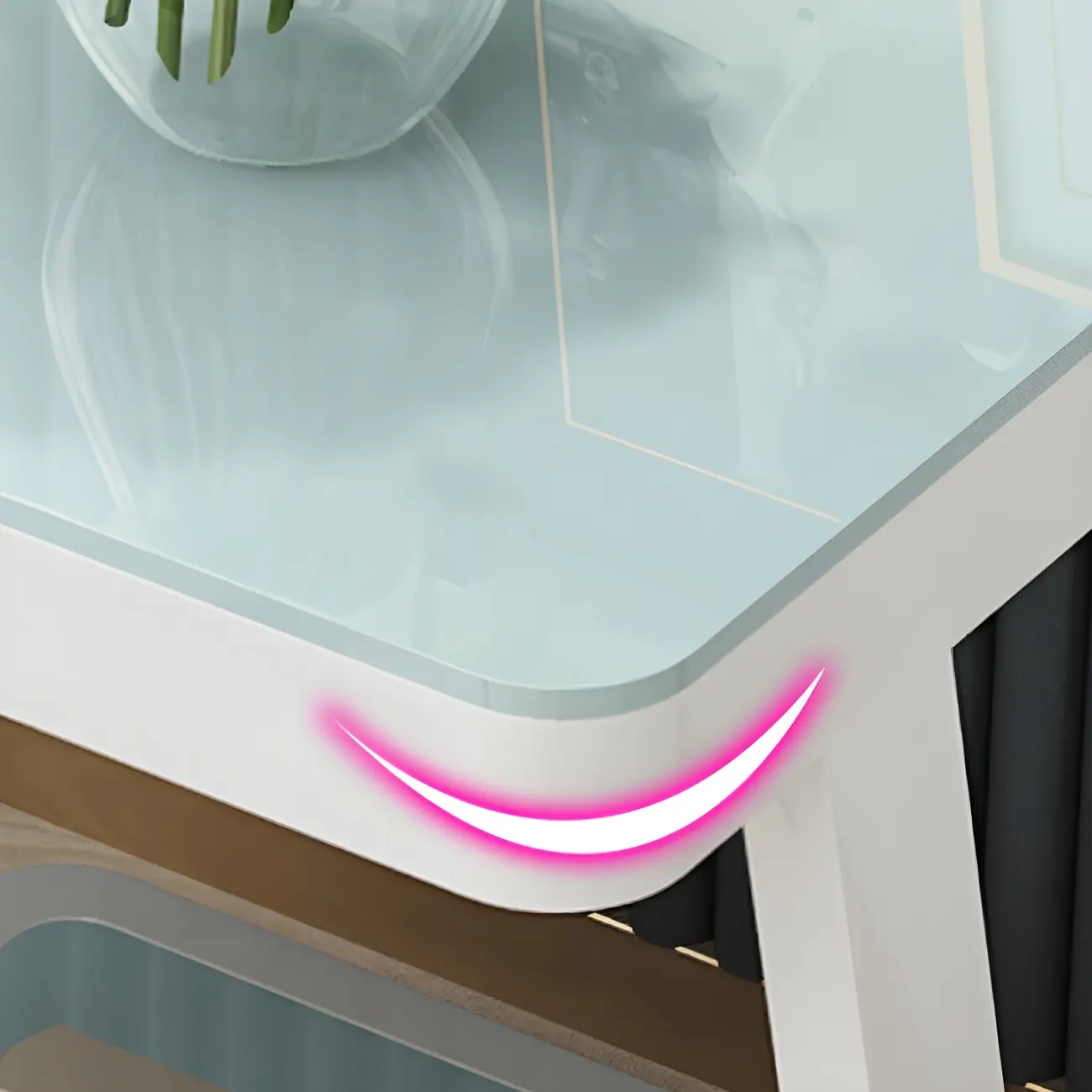 Modern Black Bedside Table with Glass Top and Open Storage Image - 8 | homeyfad