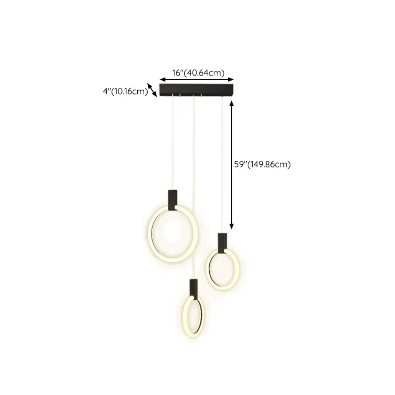Customizable Gold Ring LED Cluster Pendant Light for Staircase Image - 24