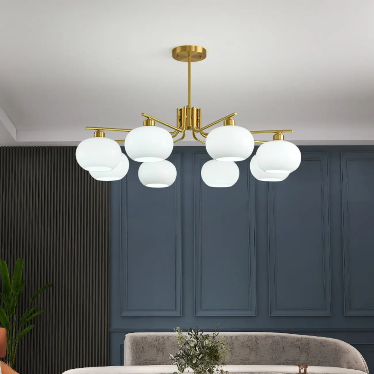 Modern Glass Globe Chandelier Adjustable Hanging Length Image - 4 | homeyfad