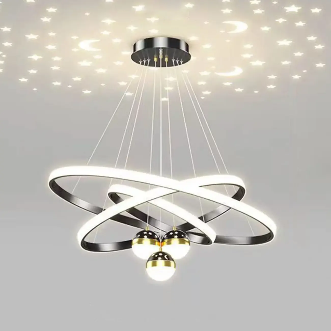 Modern LED Chandelier for Living Room with Starry Projection Image - 11