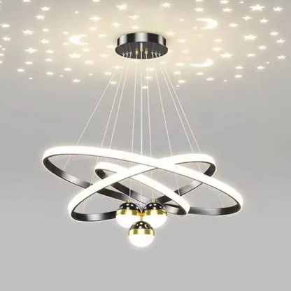 Modern LED Chandelier for Living Room with Starry Projection Image - 11