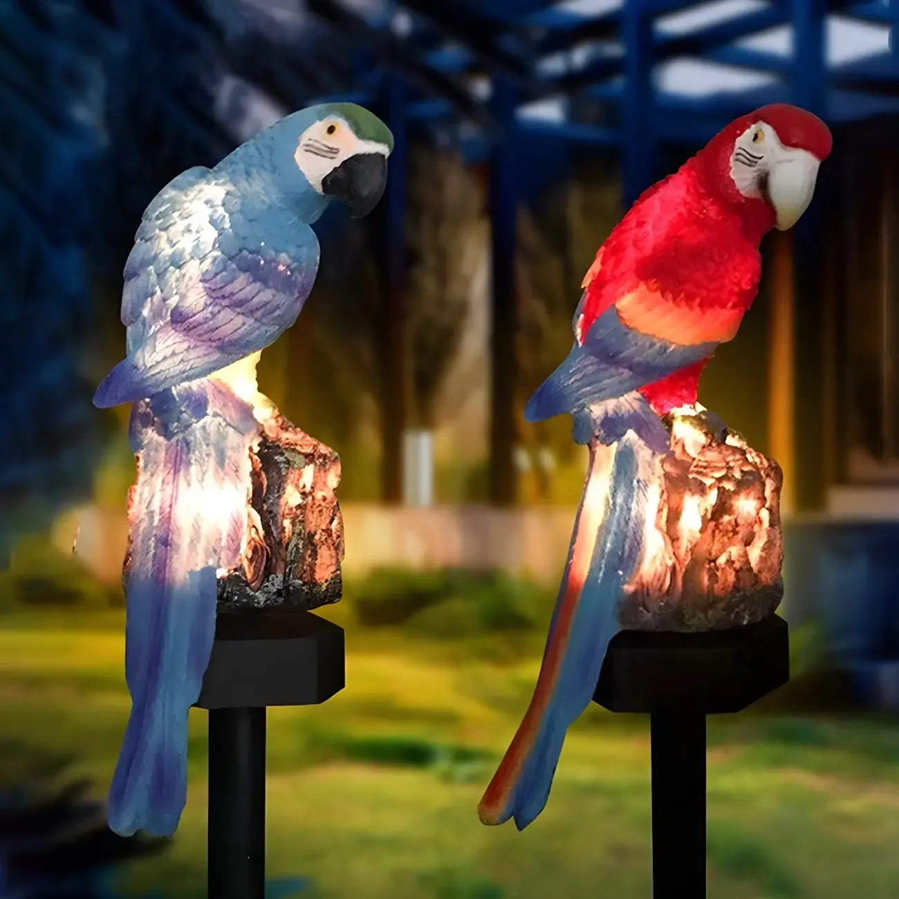 Colorful Stake Solar Parrot Shaped LED Landscape Lighting Image - 2