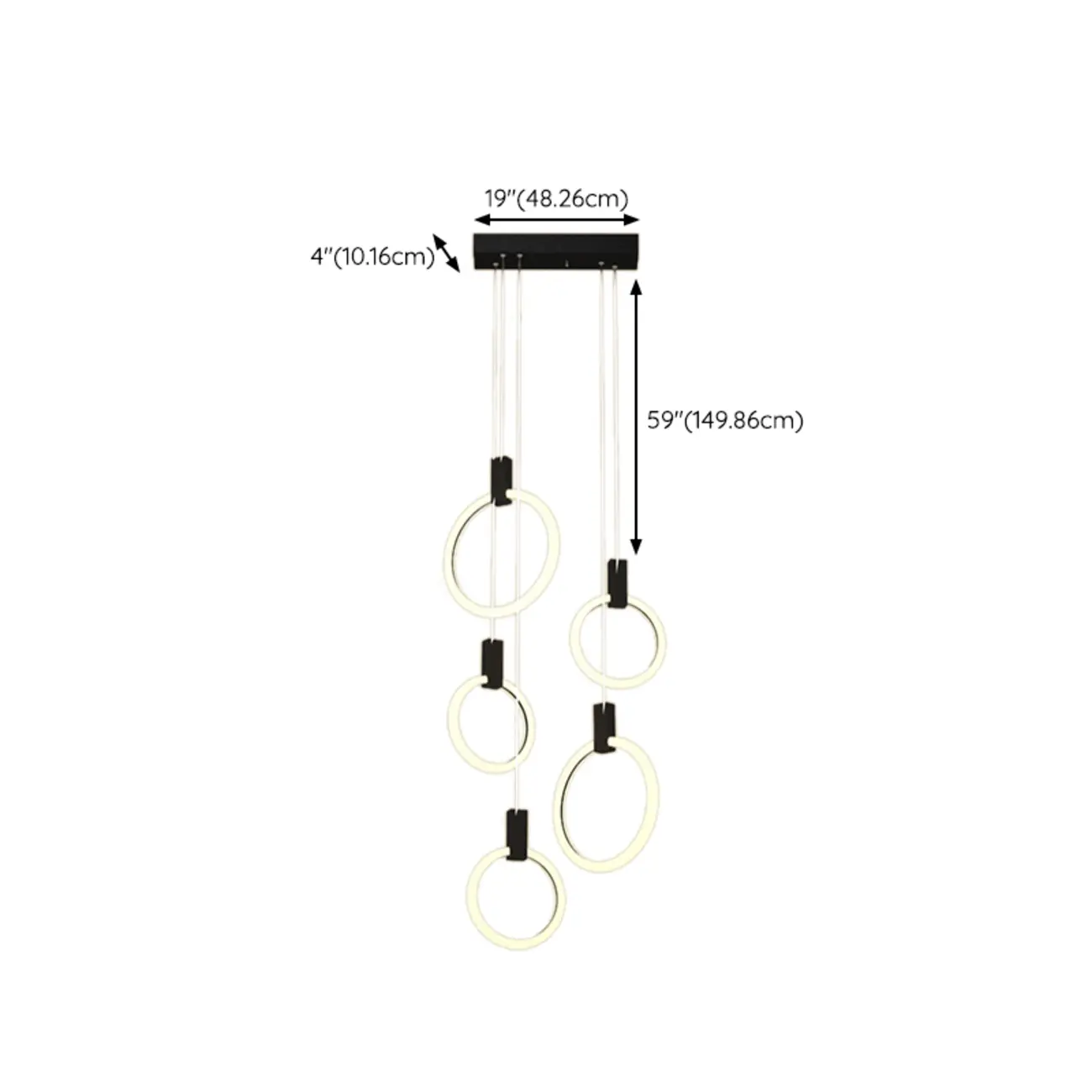 Customizable Gold Ring LED Cluster Pendant Light for Staircase Image - 26 | homeyfad