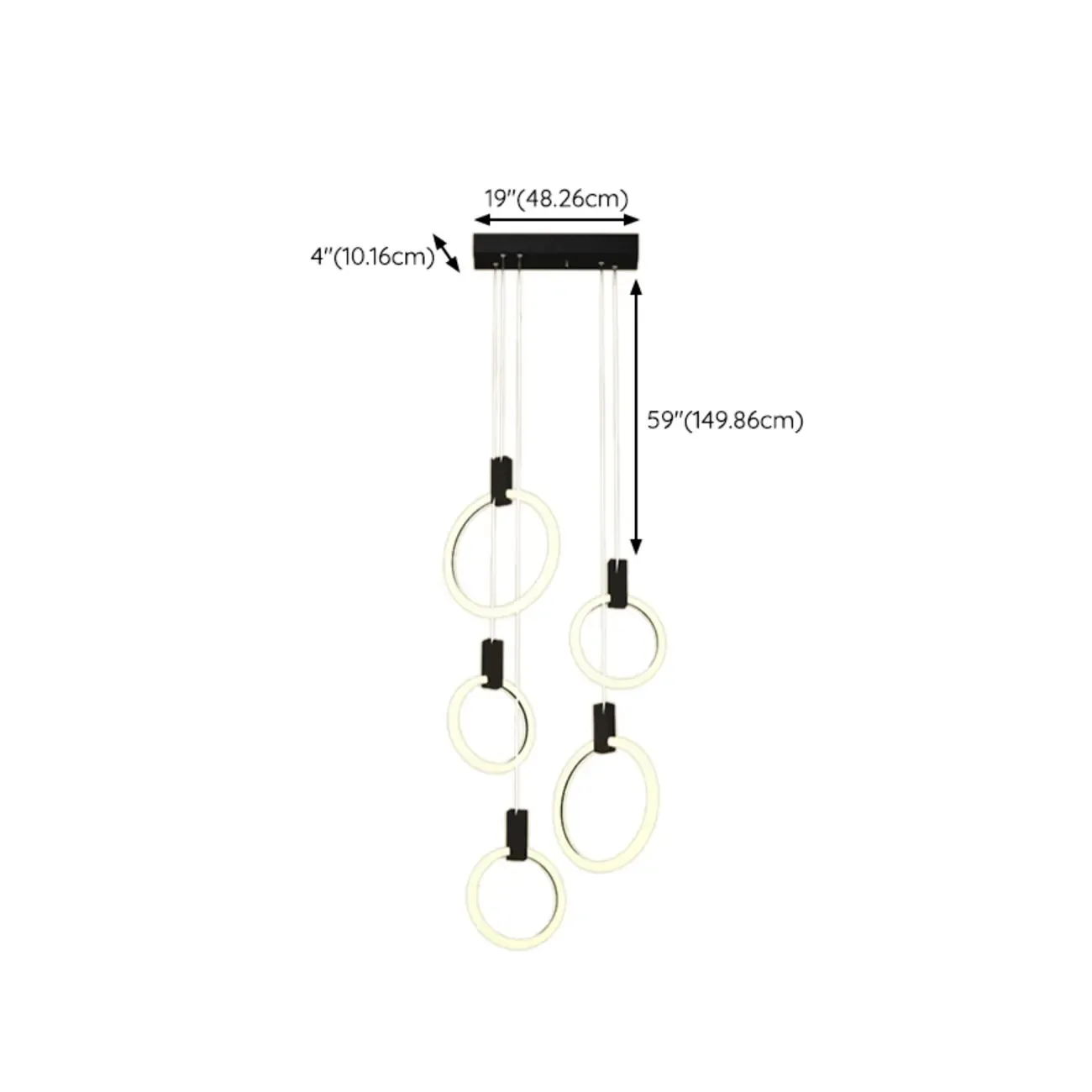 Customizable Gold Ring LED Cluster Pendant Light for Staircase Image - 26