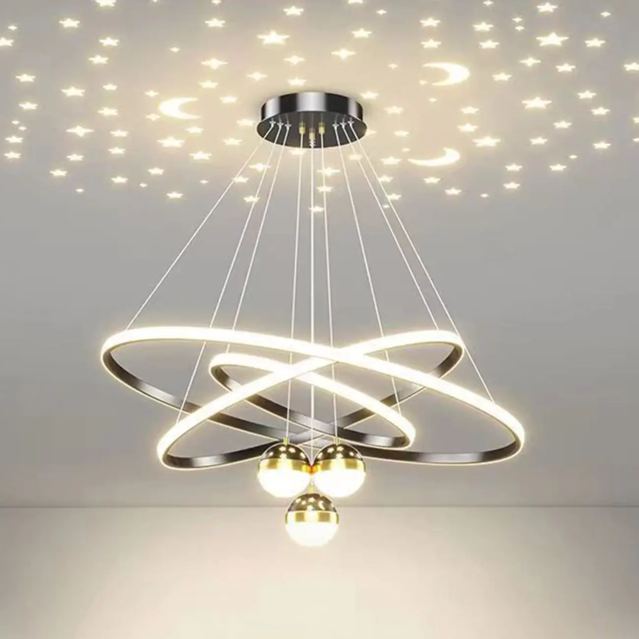 Modern LED Chandelier for Living Room with Starry Projection Image - 12 | homeyfad