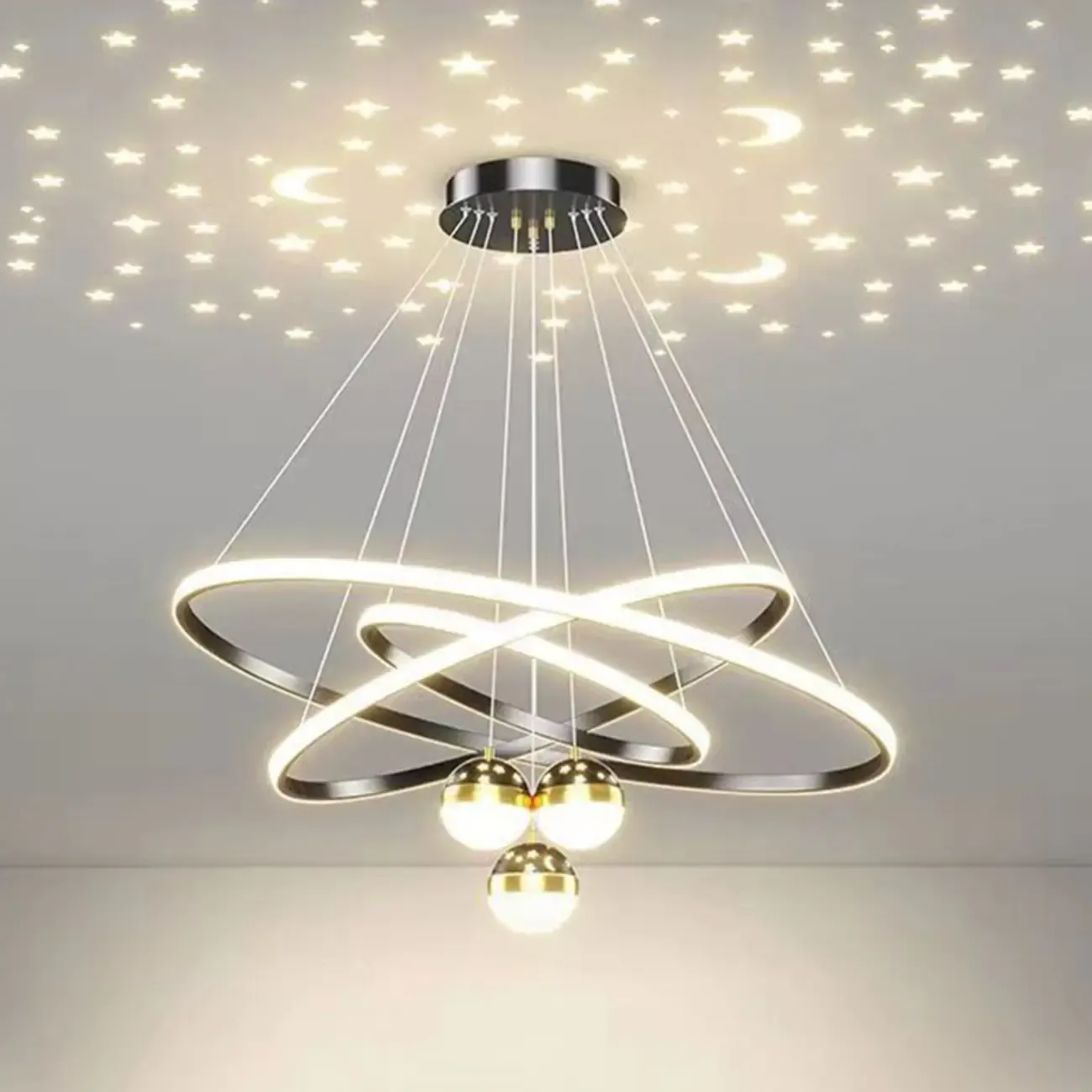 Modern LED Chandelier for Living Room with Starry Projection Image - 12