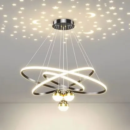 Modern LED Chandelier for Living Room with Starry Projection Image - 12