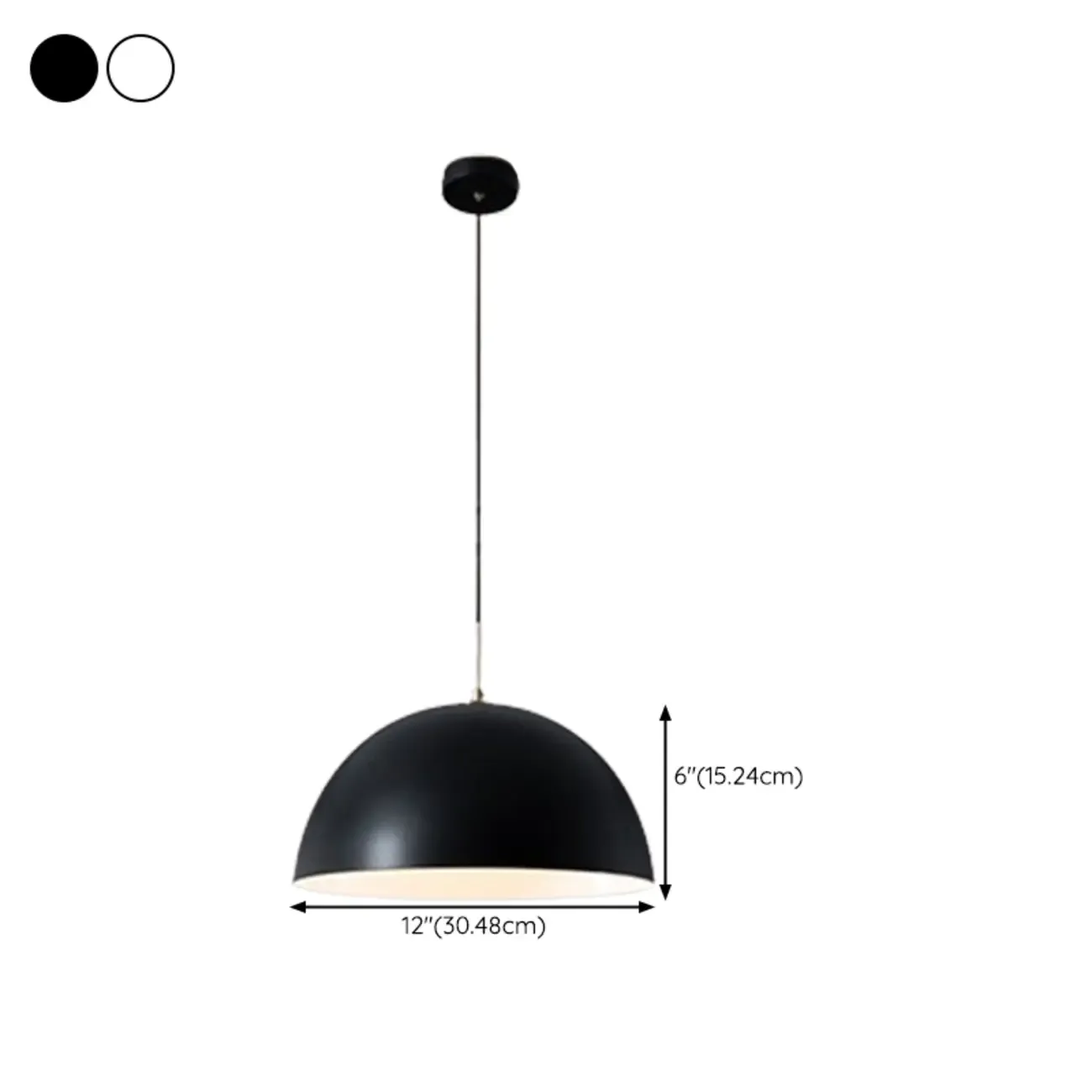 Nordic White Dome Metal Pendant Lamp for Dining Room #size