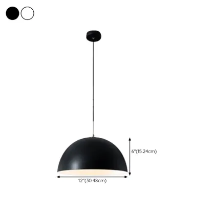 Nordic White Dome Metal Pendant Lamp for Dining Room #size