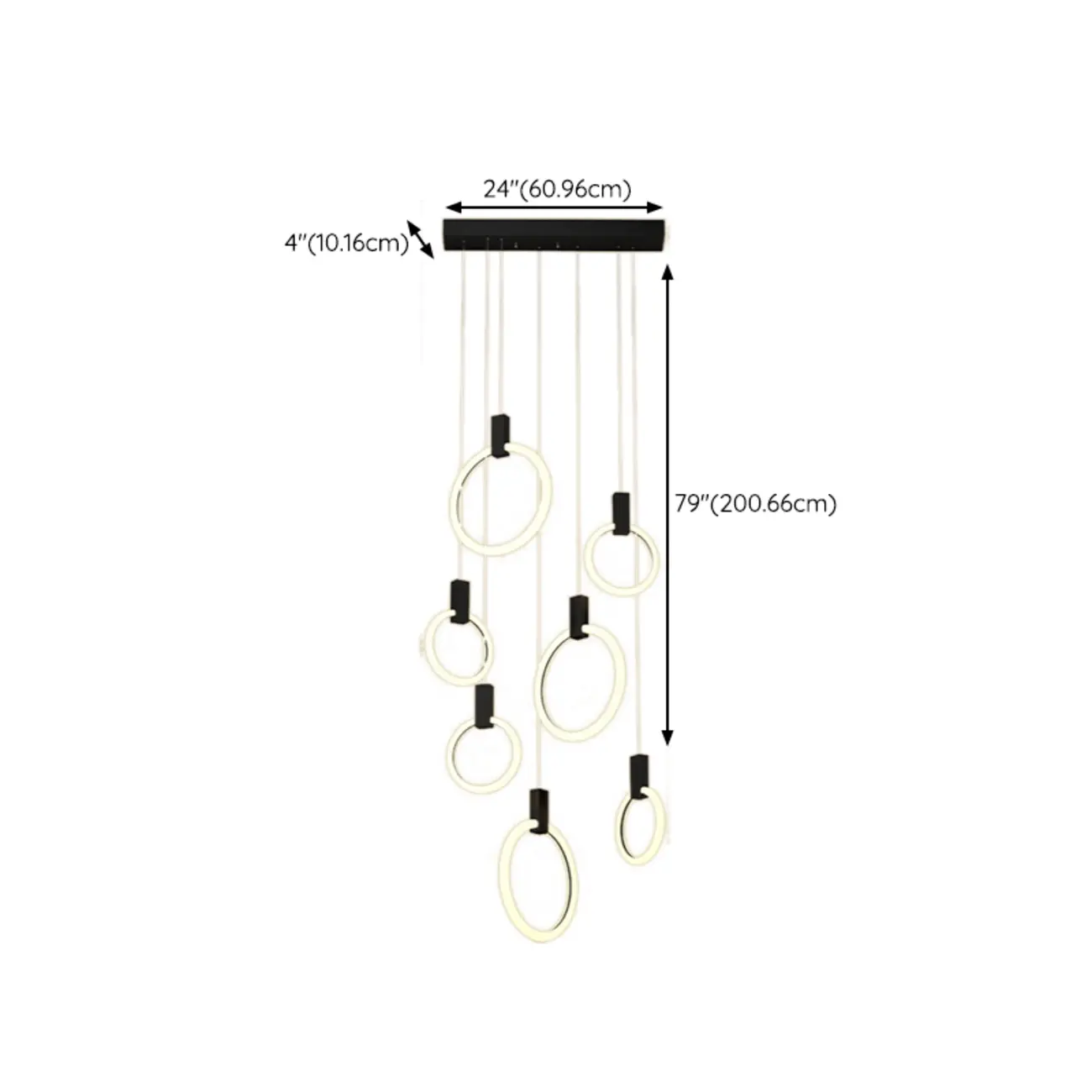 Customizable Gold Ring LED Cluster Pendant Light for Staircase Image - 28 | homeyfad