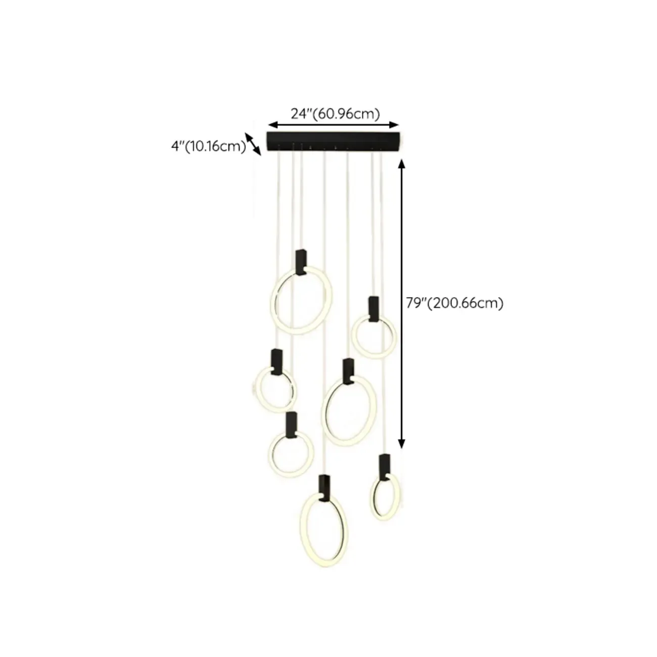 Customizable Gold Ring LED Cluster Pendant Light for Staircase Image - 28