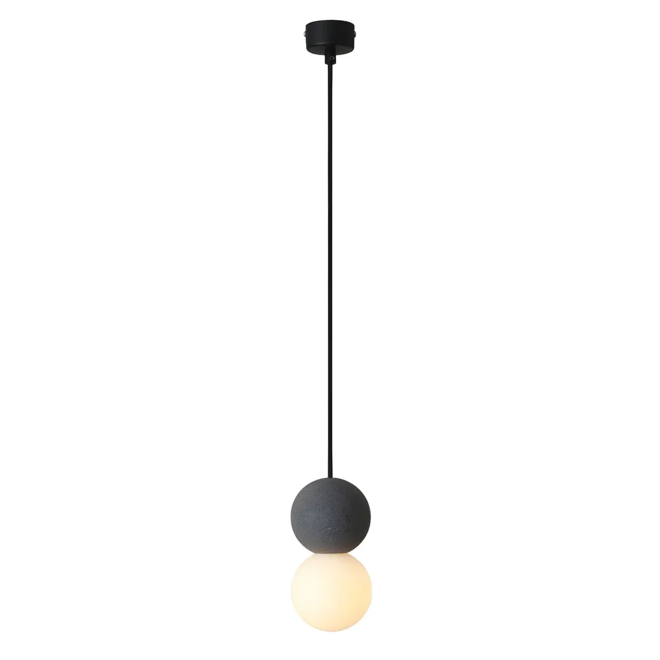 Minimalist Milky Glass Globe Pendant Lamp with Beaded Detail for Bedside Image - 8