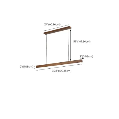 Walnut Wood Rustic Island Light in Rectangular Shape  Image - 14
