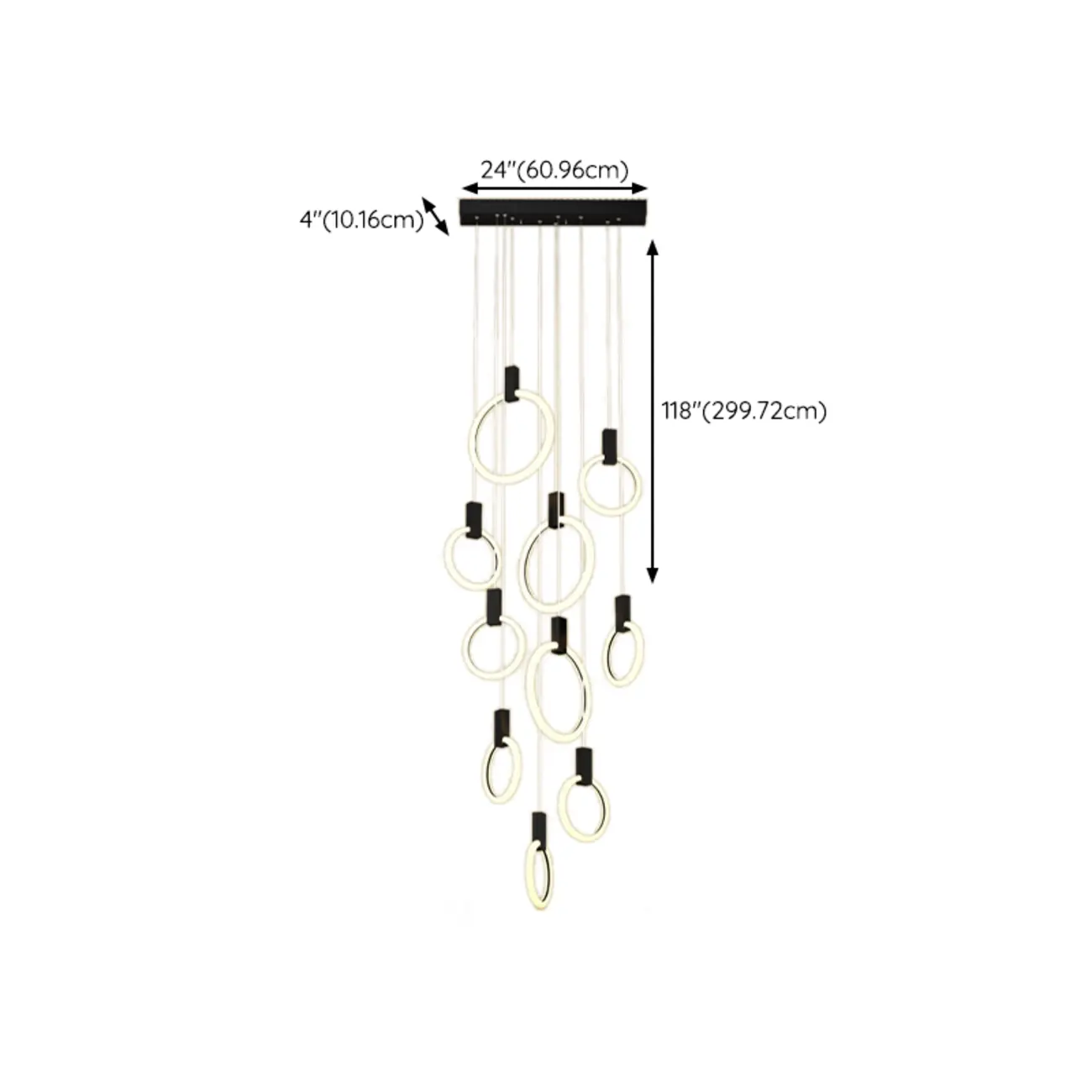 Customizable Gold Ring LED Cluster Pendant Light for Staircase Image - 30 | homeyfad