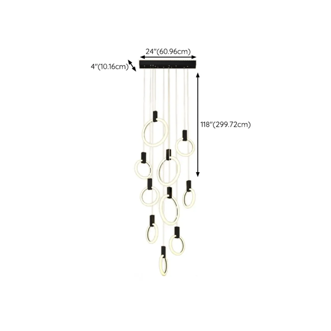 Customizable Gold Ring LED Cluster Pendant Light for Staircase Image - 30