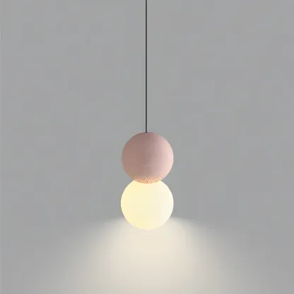 Minimalist Milky Glass Globe Pendant Lamp with Beaded Detail for Bedside Image - 9