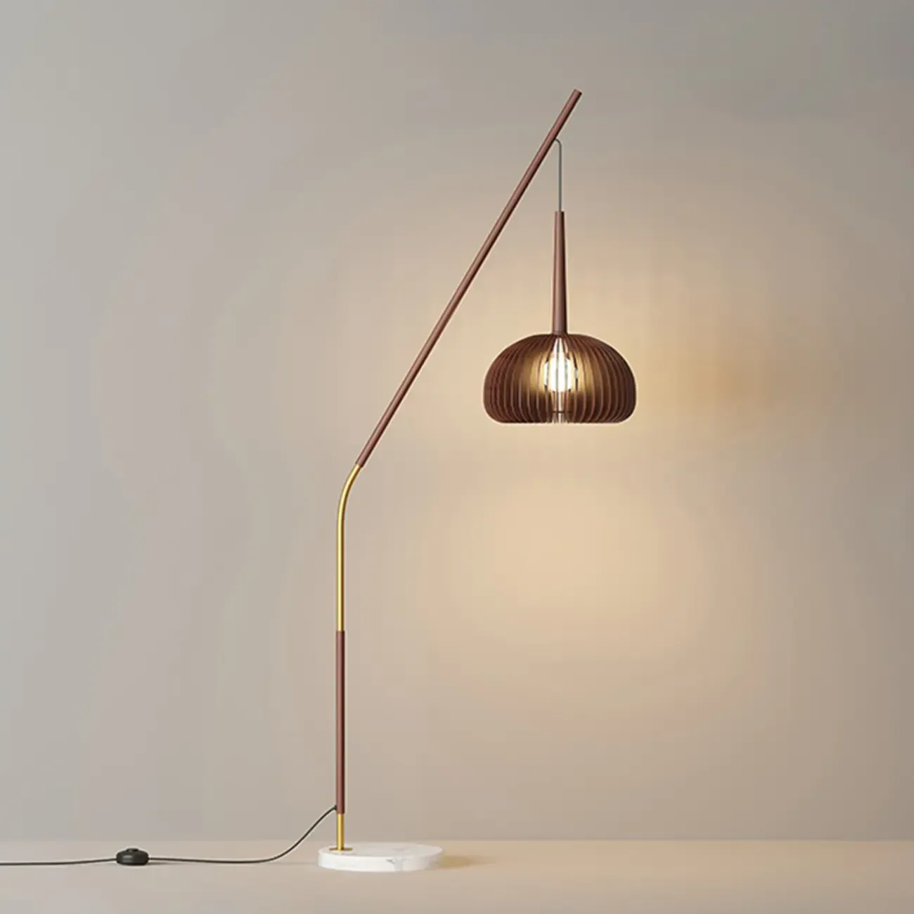 Modern Metal Globe Shade Floor Lamp with Marble Base Image - 5