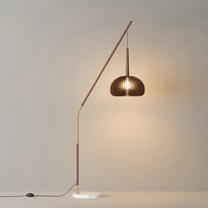 Modern Metal Globe Shade Floor Lamp with Marble Base Image - 5