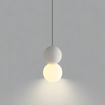 Minimalist Milky Glass Globe Pendant Lamp with Beaded Detail for Bedside Image - 10
