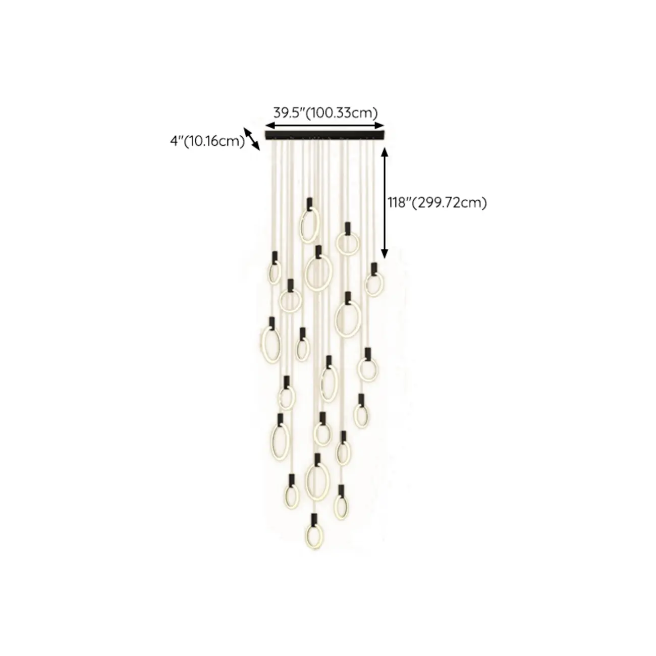 Customizable Gold Ring LED Cluster Pendant Light for Staircase Image - 32 | homeyfad